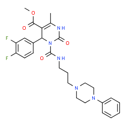 ChemSpider 2D Image | Methyl 4-(3,4-difluorophenyl)-6-methyl-2-oxo-3-{[3-(4-phenyl-1-piperazinyl)propyl]carbamoyl}-1,2,3,4-tetrahydro-5-pyrimidinecarboxylate | C27H31F2N5O4
