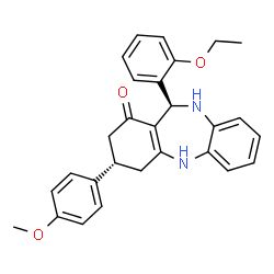 ChemSpider 2D Image | (3S,11R)-11-(2-Ethoxyphenyl)-3-(4-methoxyphenyl)-2,3,4,5,10,11-hexahydro-1H-dibenzo[b,e][1,4]diazepin-1-one | C28H28N2O3