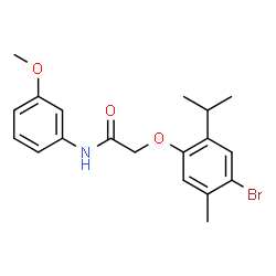 ChemSpider 2D Image | 2-(4-Bromo-2-isopropyl-5-methylphenoxy)-N-(3-methoxyphenyl)acetamide | C19H22BrNO3