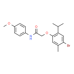 ChemSpider 2D Image | 2-(4-Bromo-2-isopropyl-5-methylphenoxy)-N-(4-methoxyphenyl)acetamide | C19H22BrNO3