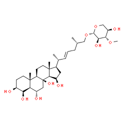 ChemSpider 2D Image | (3beta,4beta,5alpha,6alpha,15beta,22E,25S)-3,4,6,8,15-Pentahydroxycholest-22-en-27-yl 3-O-methyl-beta-D-xylopyranoside | C33H56O10