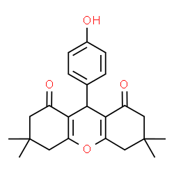 ChemSpider 2D Image | 9-(4-Hydroxyphenyl)-3,3,6,6-tetramethyl-3,4,5,6,7,9-hexahydro-1H-xanthene-1,8(2H)-dione | C23H26O4