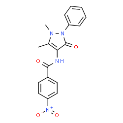 ChemSpider 2D Image | N-(1,5-Dimethyl-3-oxo-2-phenyl-2,3-dihydro-1H-pyrazol-4-yl)-4-nitrobenzamide | C18H16N4O4