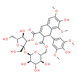 ChemSpider 2D Image | (1R,3S,5R,6R,7S,18S,23R,24S,25S,26R)-6,15,24,25,26-Pentahydroxy-18-(4-hydroxy-3,5-dimethoxyphenyl)-3,5-bis(hydroxymethyl)-14,16-dimethoxy-2,4,8,21,27-pentaoxapentacyclo[21.3.1.0~3,7~.0~10,19~.0~12,17~
]heptacosa-10,12,14,16-tetraene-9,20-dione | C34H40O19