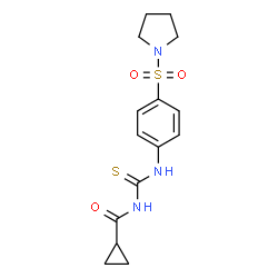 ChemSpider 2D Image | 3-CYCLOPROPANECARBONYL-1-[4-(PYRROLIDINE-1-SULFONYL)PHENYL]THIOUREA | C15H19N3O3S2