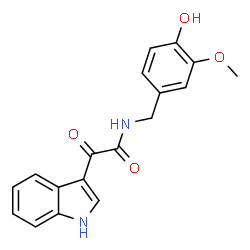 ChemSpider 2D Image | N-(4-Hydroxy-3-methoxybenzyl)-2-(1H-indol-3-yl)-2-oxoacetamide | C18H16N2O4