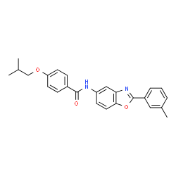 ChemSpider 2D Image | 4-Isobutoxy-N-[2-(3-methylphenyl)-1,3-benzoxazol-5-yl]benzamide | C25H24N2O3