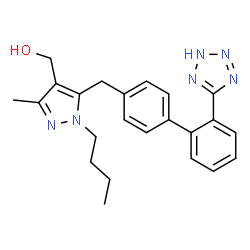 ChemSpider 2D Image | (1-Butyl-3-methyl-5-{[2'-(2H-tetrazol-5-yl)-4-biphenylyl]methyl}-1H-pyrazol-4-yl)methanol | C23H26N6O