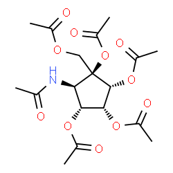 ChemSpider 2D Image | (1S,2R,3R,4R,5R)-5-Acetamido-1-(acetoxymethyl)-1,2,3,4-cyclopentanetetrayl tetraacetate | C18H25NO11
