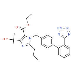 ChemSpider 2D Image | Ethyl 4-(2-hydroxy-2-propanyl)-2-propyl-1-{[2'-(2H-tetrazol-5-yl)-4-biphenylyl]methyl}-1H-imidazole-5-carboxylate | C26H30N6O3