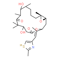 ChemSpider 2D Image | (1S,16R)-7,11-Dihydroxy-8,8,10,12,16-pentamethyl-3-{(1E)-1-[2-methyl(~35~S)-1,3-thiazol-4-yl]-1-propen-2-yl}-4,17-dioxabicyclo[14.1.0]heptadecane-5,9-dione | C27H41NO635S