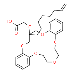 ChemSpider 2D Image | {[18-(7-Octen-1-yl)-6,7,9,10,18,19-hexahydro-17H-dibenzo[b,k][1,4,7,10,13]pentaoxacyclohexadecin-18-yl]oxy}acetic acid | C29H38O8