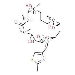 ChemSpider 2D Image | (1S,16R)-7,11-Dihydroxy-8,8,10,12,16-pentamethyl-3-[(1E)-1-(2-methyl-1,3-thiazol-4-yl)(2-~13~C)-1-propen-2-yl](8,10,12,16-~13~C_4_,17-~18~O)-4,17-dioxabicyclo[14.1.0]heptadecane-5,9-dione | C2213C5H41NO518OS