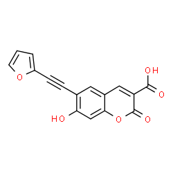 ChemSpider 2D Image | 6-(2-Furylethynyl)-7-hydroxy-2-oxo-2H-chromene-3-carboxylic acid | C16H8O6