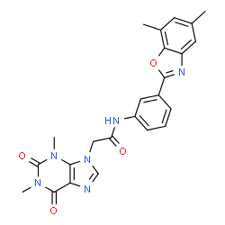 ChemSpider 2D Image | N-[3-(5,7-Dimethyl-1,3-benzoxazol-2-yl)phenyl]-2-(1,3-dimethyl-2,6-dioxo-1,2,3,6-tetrahydro-9H-purin-9-yl)acetamide | C24H22N6O4