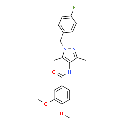 ChemSpider 2D Image | N-[1-(4-Fluorobenzyl)-3,5-dimethyl-1H-pyrazol-4-yl]-3,4-dimethoxybenzamide | C21H22FN3O3
