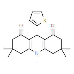 ChemSpider 2D Image | 3,3,6,6,10-Pentamethyl-9-(2-thienyl)-3,4,6,7,9,10-hexahydro-1,8(2H,5H)-acridinedione | C22H27NO2S