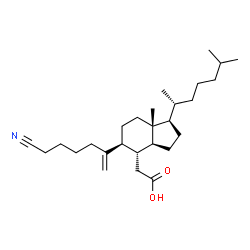 ChemSpider 2D Image | [(1R,3aS,4R,5S,7aR)-5-(6-cyanohex-1-en-2-yl)-7a-methyl-1-(6-methylheptan-2-yl)octahydro-1H-inden-4-yl]acetic acid | C27H45NO2