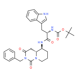 ChemSpider 2D Image | N-[(4aR,5S)-2-benzyl-1,3-dioxooctahydro-1H-pyrido[1,2-c]pyrimidin-5-yl]-Nalpha-(tert-butoxycarbonyl)-L-tryptophanamide | C31H37N5O5