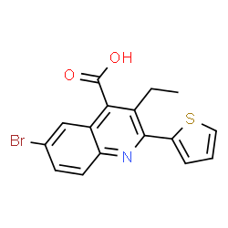 ChemSpider 2D Image | 6-Bromo-3-ethyl-2-(2-thienyl)-4-quinolinecarboxylic acid | C16H12BrNO2S