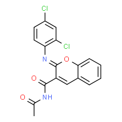 ChemSpider 2D Image | (2Z)-N-Acetyl-2-[(2,4-dichlorophenyl)imino]-2H-chromene-3-carboxamide | C18H12Cl2N2O3