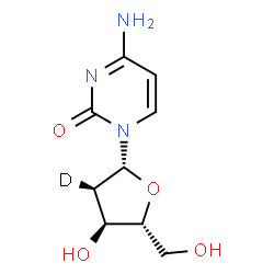 ChemSpider 2D Image | 4-Amino-1-{2-[(2-~2~H_1_)deoxy]-beta-D-arabinofuranosyl}-2(1H)-pyrimidinone | C9H12DN3O4