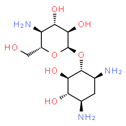 ChemSpider 2D Image | (1R,2R,3S,4R,6S)-4,6-Diamino-2,3-dihydroxycyclohexyl 4-amino-4-deoxy-alpha-D-glucopyranoside | C12H25N3O7