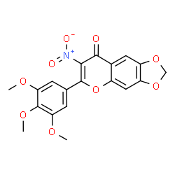 ChemSpider 2D Image | 7-Nitro-6-(3,4,5-trimethoxyphenyl)-8H-[1,3]dioxolo[4,5-g]chromen-8-one | C19H15NO9