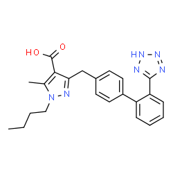 ChemSpider 2D Image | 1-Butyl-5-methyl-3-{[2'-(2H-tetrazol-5-yl)-4-biphenylyl]methyl}-1H-pyrazole-4-carboxylic acid | C23H24N6O2