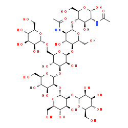 ChemSpider 2D Image | alpha-D-Mannopyranosyl-(1->6)-[alpha-D-mannopyranosyl-(1->2)-alpha-D-mannopyranosyl-(1->2)-alpha-D-mannopyranosyl-(1->3)]-beta-D-mannopyranosyl-(1->4)-2-acetamido-2-deoxy-beta-D-glucopyranosyl-(1->4)-
2-acetamido-2-deoxy-alpha-D-glucopyranose | C46H78N2O36
