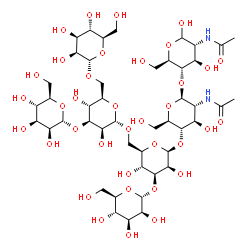 ChemSpider 2D Image | alpha-D-Mannopyranosyl-(1->3)-[alpha-D-mannopyranosyl-(1->3)-[alpha-D-mannopyranosyl-(1->6)]-alpha-D-mannopyranosyl-(1->6)]-beta-D-mannopyranosyl-(1->4)-2-acetamido-2-deoxy-beta-D-glucopyranosyl-(1->4
)-2-acetamido-2-deoxy-D-glucopyranose | C46H78N2O36