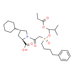 ChemSpider 2D Image | (4R)-4-Cyclohexyl-1-({[2-methyl-1-(propionyloxy)propoxy](4-phenylbutyl)phosphoryl}acetyl)-D-proline | C30H46NO7P