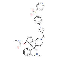 ChemSpider 2D Image | (1S,2R)-2-{(4S)-2-Methyl-4-[1-({1-[4-(4-pyridinylsulfonyl)phenyl]-3-azetidinyl}methyl)-4-piperidinyl]-1,2,3,4-tetrahydro-4-isoquinolinyl}cyclopentyl methylcarbamate | C37H47N5O4S