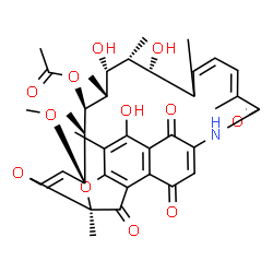 ChemSpider 2D Image | (7S,9E,11S,12R,13S,14R,15R,16R,17S,21E)-2,15,17-Trihydroxy-11-methoxy-3,7,12,14,16,18,22-heptamethyl-6,23,27,29-tetraoxo-8,30-dioxa-24-azatetracyclo[23.3.1.1~4,7~.0~5,28~]triaconta-1(28),2,4,9,19,21,2
5-heptaen-13-yl acetate | C37H45NO12