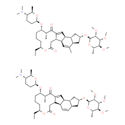 ChemSpider 2D Image | (2R,3aS,5aR,9S,13S,14R,16aS,16bR)-13-{[(2R,5S,6R)-5-(Dimethylamino)-6-methyltetrahydro-2H-pyran-2-yl]oxy}-9-ethyl-14-methyl-7,15-dioxo-2,3,3a,5a,5b,6,7,9,10,11,12,13,14,15,16a,16b-hexadecahydro-1H-as-
indaceno[3,2-d]oxacyclododecin-2-yl 6-deoxy-2,3,4-tri-O-methyl-alpha-L-mannopyranoside - (2S,3aR,5aS,5bS,9S,13S,14R,16aS,16bS)-13-{[(2R,5S,6R)-5-(dimethylamino)-6-methyltetrahydro-2H-pyran-2-yl]oxy}-9
-ethyl-4,14-dimethyl-7,15-dioxo-2,3,3a,5a,5b,6,7,9,10,11,12,13,14,15,16a,16b-hexadecahydro-1H-as-indaceno[3,2-d]oxacyclododecin-2-yl 6-deoxy-2,3,4-tri-O-methyl-alpha-L-mannopyranoside (1:1) | C83H132N2O20