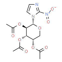 ChemSpider 2D Image | 2-Nitro-1-(2,3,4-tri-O-acetyl-alpha-L-arabinopyranosyl)-1H-imidazole | C14H17N3O9