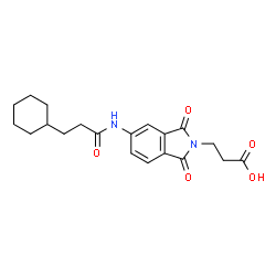 ChemSpider 2D Image | 3-{5-[(3-Cyclohexylpropanoyl)amino]-1,3-dioxo-1,3-dihydro-2H-isoindol-2-yl}propanoic acid | C20H24N2O5