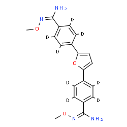 ChemSpider 2D Image | 4,4'-(2,5-Furandiyl)bis[N'-methoxy(~2~H_4_)benzenecarboximidamide] | C20H12D8N4O3