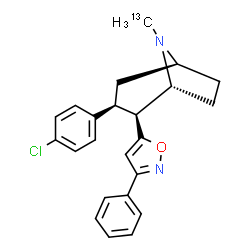 ChemSpider 2D Image | (1R,2S,3S,5S)-3-(4-Chlorophenyl)-8-(~13~C)methyl-2-(3-phenyl-1,2-oxazol-5-yl)-8-azabicyclo[3.2.1]octane | C2213CH23ClN2O