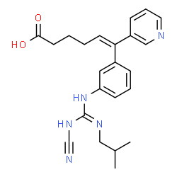 ChemSpider 2D Image | (5E)-6-[3-(N'-Cyano-N''-isobutylcarbamimidamido)phenyl]-6-(3-pyridinyl)-5-hexenoic acid | C23H27N5O2