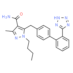 ChemSpider 2D Image | 1-Butyl-3-methyl-5-{[2'-(2H-tetrazol-5-yl)-4-biphenylyl]methyl}-1H-pyrazole-4-carboxamide | C23H25N7O