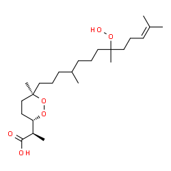 ChemSpider 2D Image | (2R)-2-[(3S,6R)-6-(8-Hydroperoxy-4,8,12-trimethyl-11-tridecen-1-yl)-6-methyl-1,2-dioxan-3-yl]propanoic acid | C24H44O6
