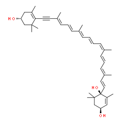 ChemSpider 2D Image | (3S,3'R,6R,13cis)-4,5,7',8'-Tetradehydro-5,6-dihydro-beta,beta-carotene-3,3',6-triol | C40H54O3