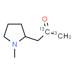ChemSpider 2D Image | 1-(1-Methyl-2-pyrrolidinyl)-2-(2,3-~13~C_2_)propanone | C613C2H15NO