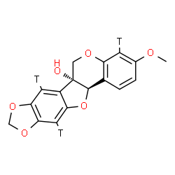 ChemSpider 2D Image | (6aR,12aR)-3-Methoxy(4,7,11-~3~H_3_)-6H-[1,3]dioxolo[5,6][1]benzofuro[3,2-c]chromen-6a(12aH)-ol | C17H11T3O6