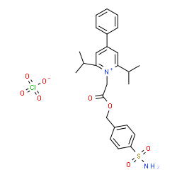 ChemSpider 2D Image | 2,6-Diisopropyl-1-{2-oxo-2-[(4-sulfamoylbenzyl)oxy]ethyl}-4-phenylpyridinium perchlorate | C26H31ClN2O8S