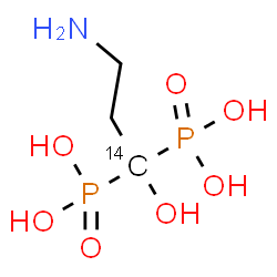 ChemSpider 2D Image | [3-Amino-1-hydroxy(1-~14~C)-1,1-propanediyl]bis(phosphonic acid) | C214CH11NO7P2