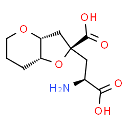 ChemSpider 2D Image | (2S,3aR,7aR)-2-[(2S)-2-Amino-2-carboxyethyl]hexahydro-2H-furo[3,2-b]pyran-2-carboxylic acid | C11H17NO6