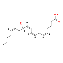 ChemSpider 2D Image | (5Z,8Z,10E,14Z)-12-Hydroxy(5,6,8,9,11,12,14,15-~3~H_8_)-5,8,10,14-icosatetraenoic acid | C20H24T8O3