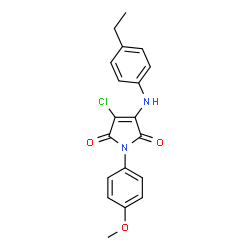 ChemSpider 2D Image | 3-Chloro-4-[(4-ethylphenyl)amino]-1-(4-methoxyphenyl)-1H-pyrrole-2,5-dione | C19H17ClN2O3